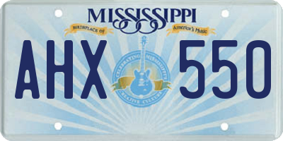 MS license plate AHX550