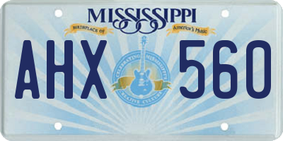 MS license plate AHX560