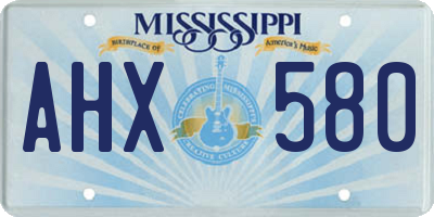 MS license plate AHX580