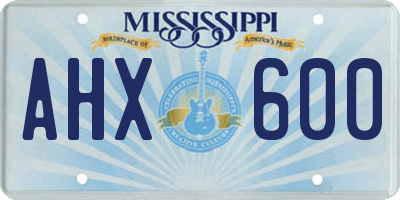MS license plate AHX600