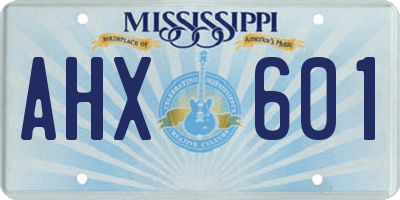 MS license plate AHX601