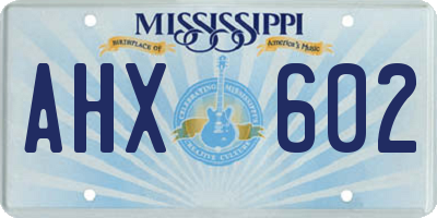 MS license plate AHX602