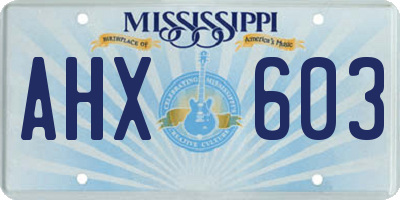 MS license plate AHX603