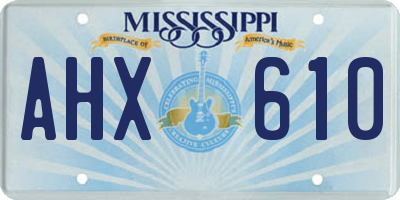 MS license plate AHX610