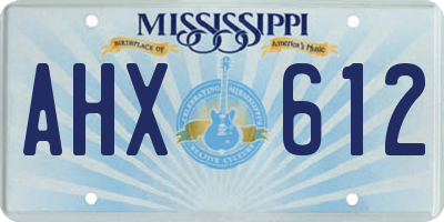 MS license plate AHX612