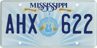 MS license plate AHX622