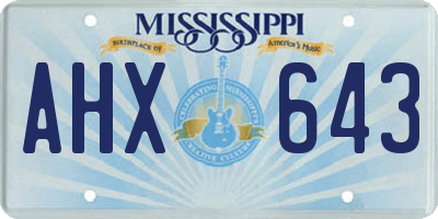 MS license plate AHX643
