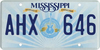 MS license plate AHX646