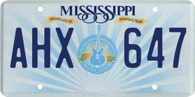 MS license plate AHX647