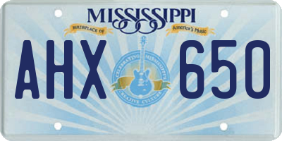 MS license plate AHX650