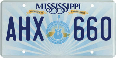 MS license plate AHX660