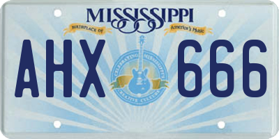 MS license plate AHX666
