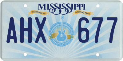 MS license plate AHX677