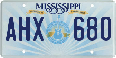 MS license plate AHX680