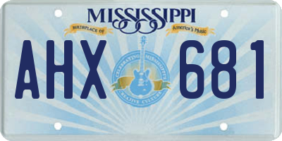MS license plate AHX681