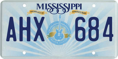 MS license plate AHX684
