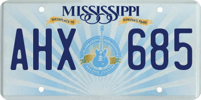 MS license plate AHX685