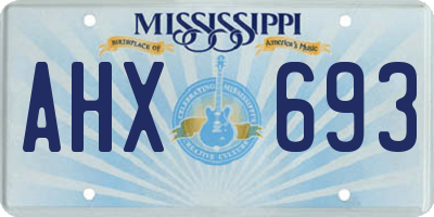 MS license plate AHX693