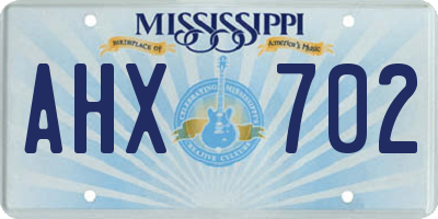 MS license plate AHX702