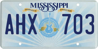 MS license plate AHX703