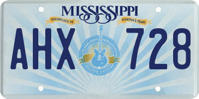 MS license plate AHX728