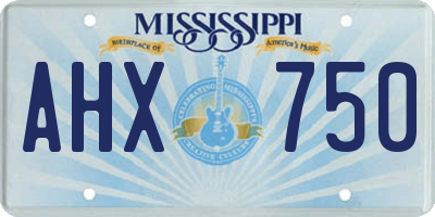 MS license plate AHX750