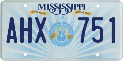 MS license plate AHX751