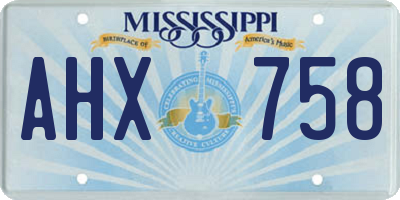 MS license plate AHX758