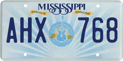 MS license plate AHX768