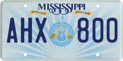 MS license plate AHX800