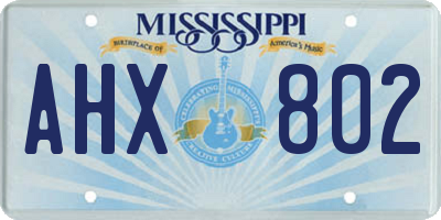 MS license plate AHX802
