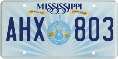 MS license plate AHX803