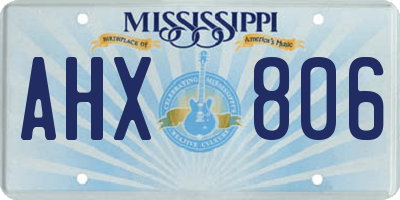 MS license plate AHX806