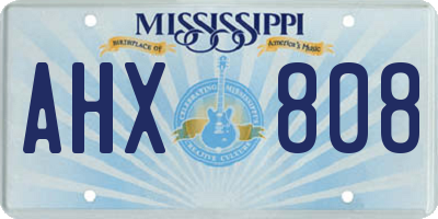 MS license plate AHX808