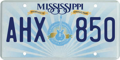 MS license plate AHX850