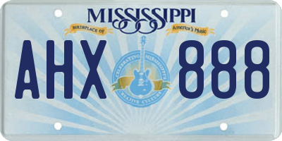 MS license plate AHX888