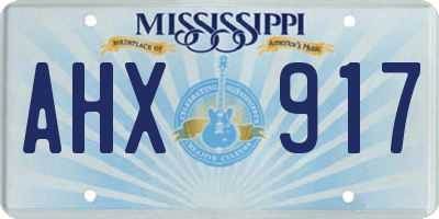 MS license plate AHX917