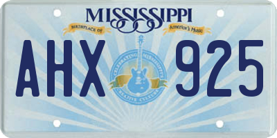 MS license plate AHX925