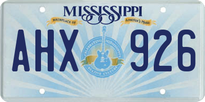 MS license plate AHX926