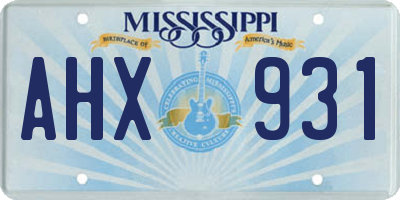 MS license plate AHX931