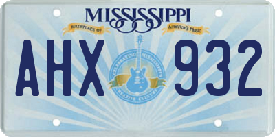 MS license plate AHX932