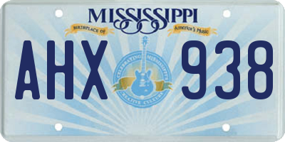 MS license plate AHX938