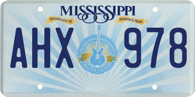 MS license plate AHX978