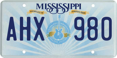 MS license plate AHX980