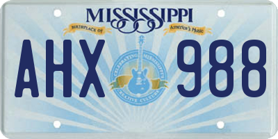 MS license plate AHX988