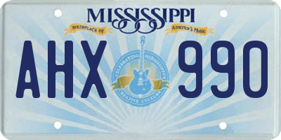 MS license plate AHX990