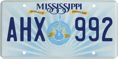 MS license plate AHX992
