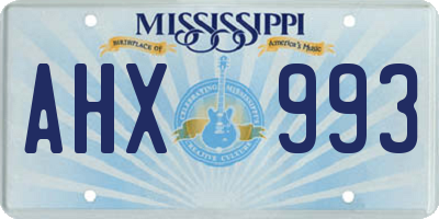 MS license plate AHX993