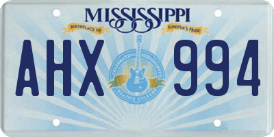 MS license plate AHX994