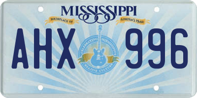 MS license plate AHX996